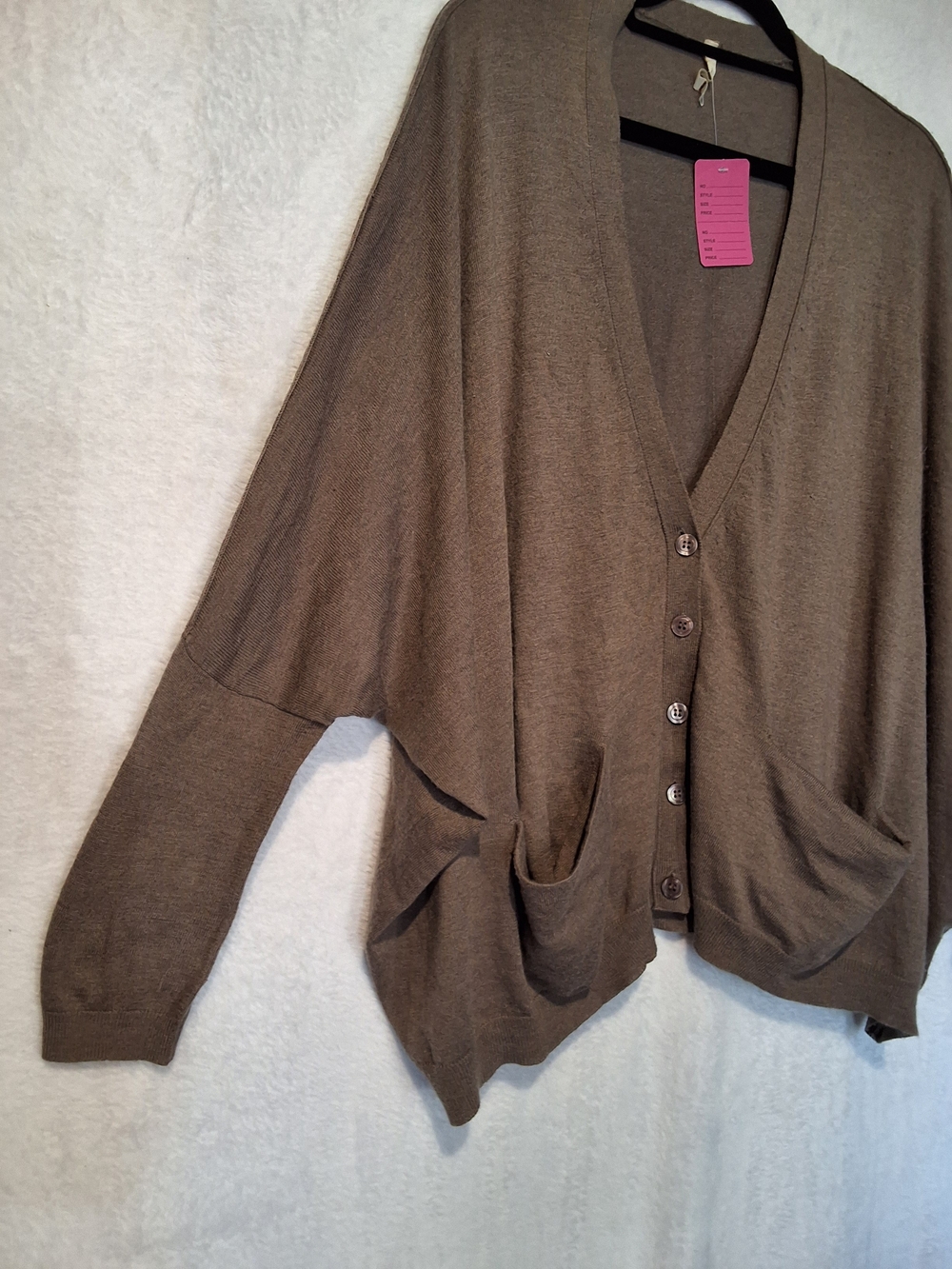 Willow & Clay Taupe V-Neck Button Front Cardigan - Picture 2 of 8